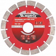 Диск алмазный, отрезной сегментный, 115 х 22,2 мм, тонкий, сухая резка Matrix Professional